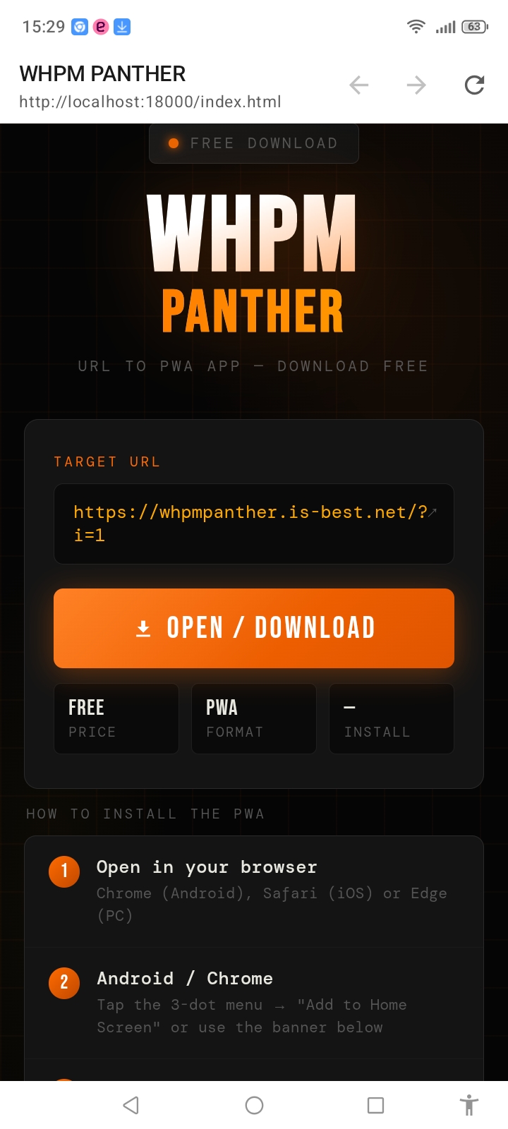 Whpm-world hurricane Panther music URL to PWA APP