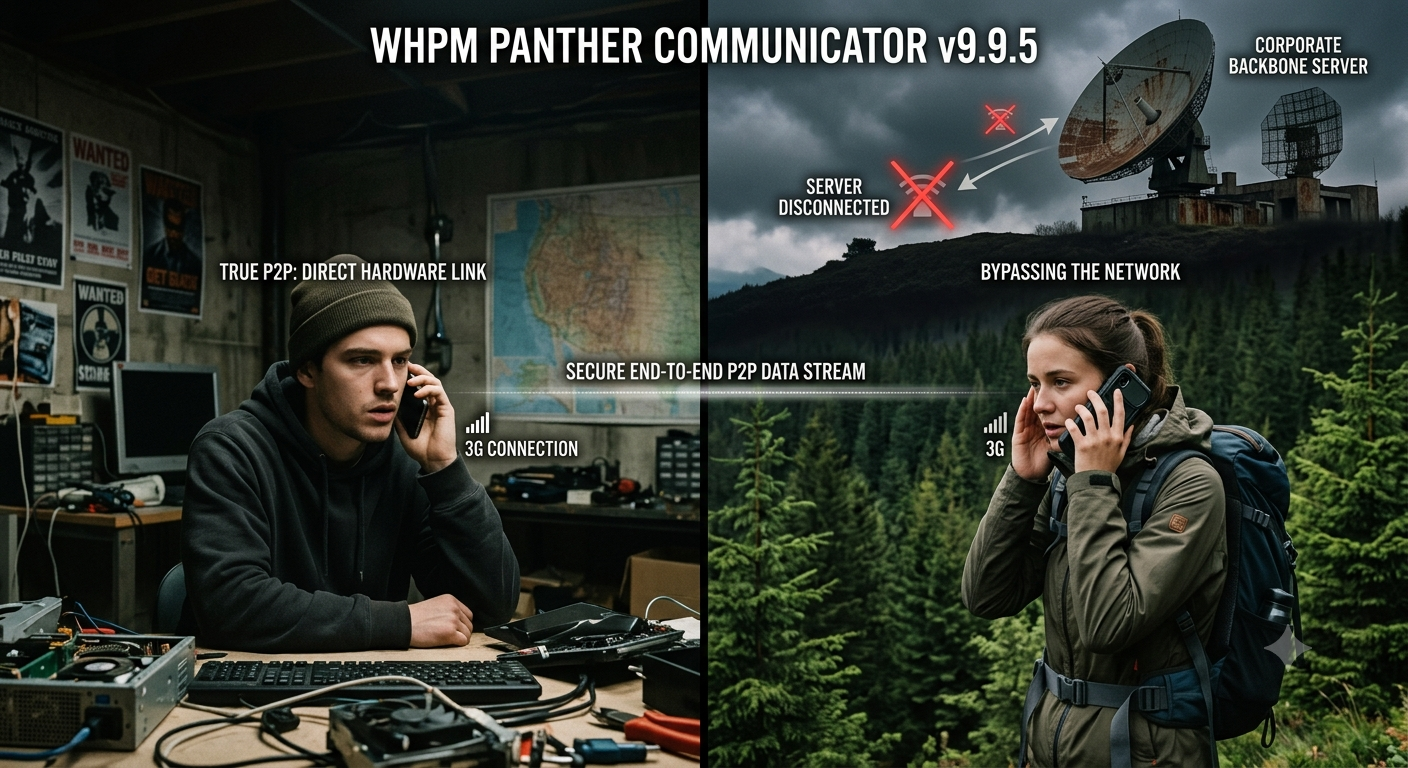 WHPM-PANTHER COMINICATOR- MESSENGER P2P ANY SERVER ONLY INTERNET AUDIO & VIDEO CALL, Share file, chat 